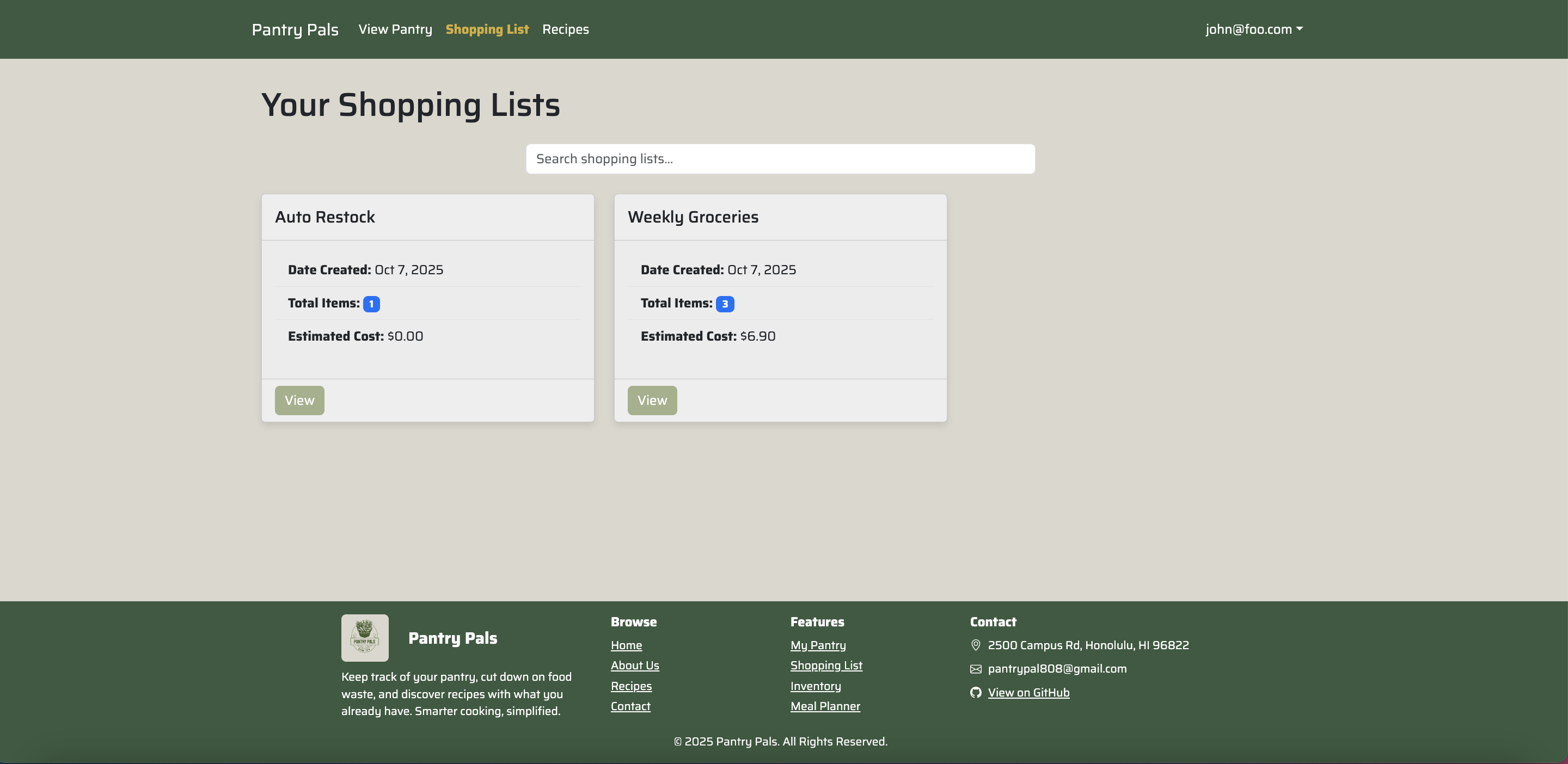 Pantry App ShoppingList_Screenshot
