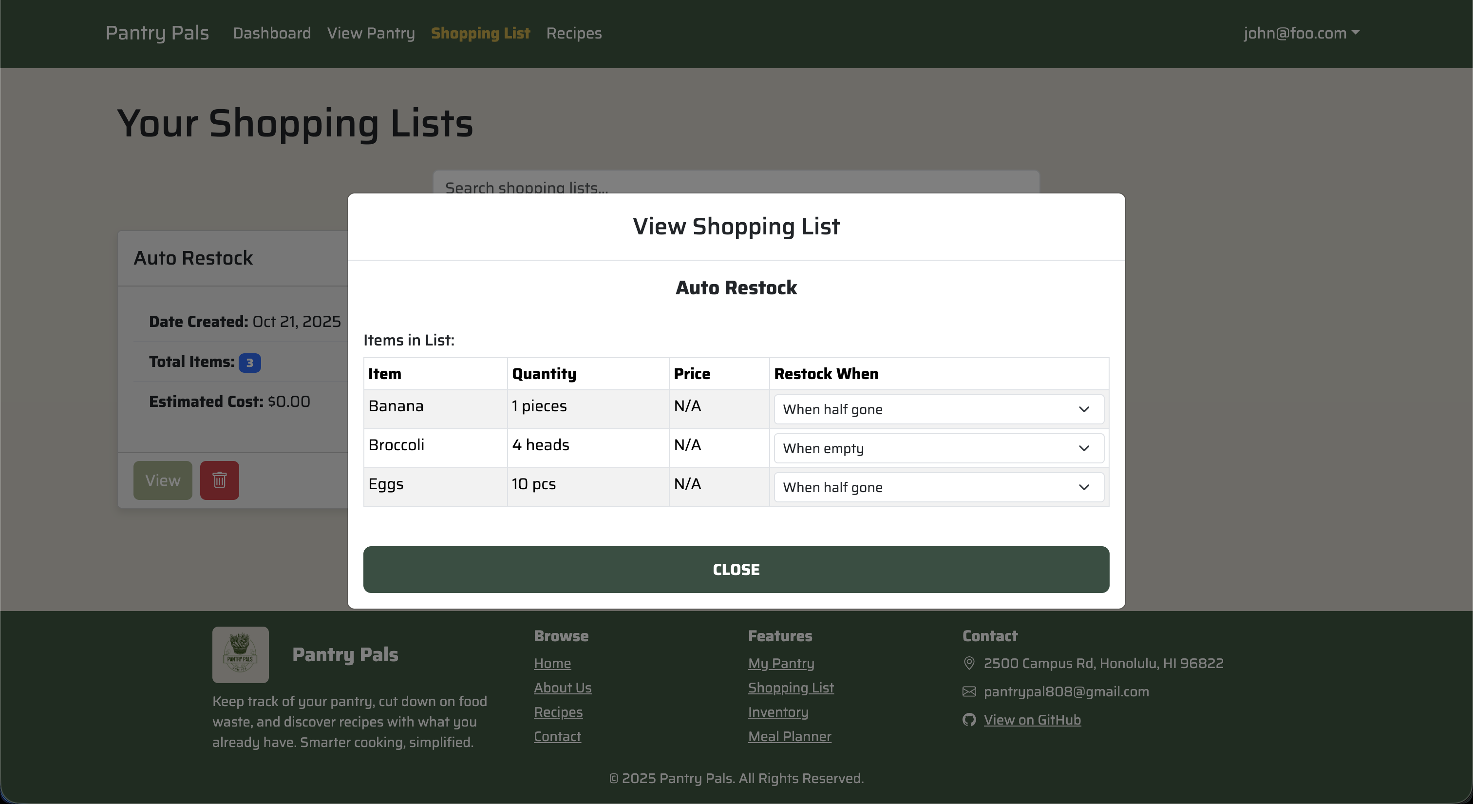 Pantry App ViewShoppingList_Screenshot