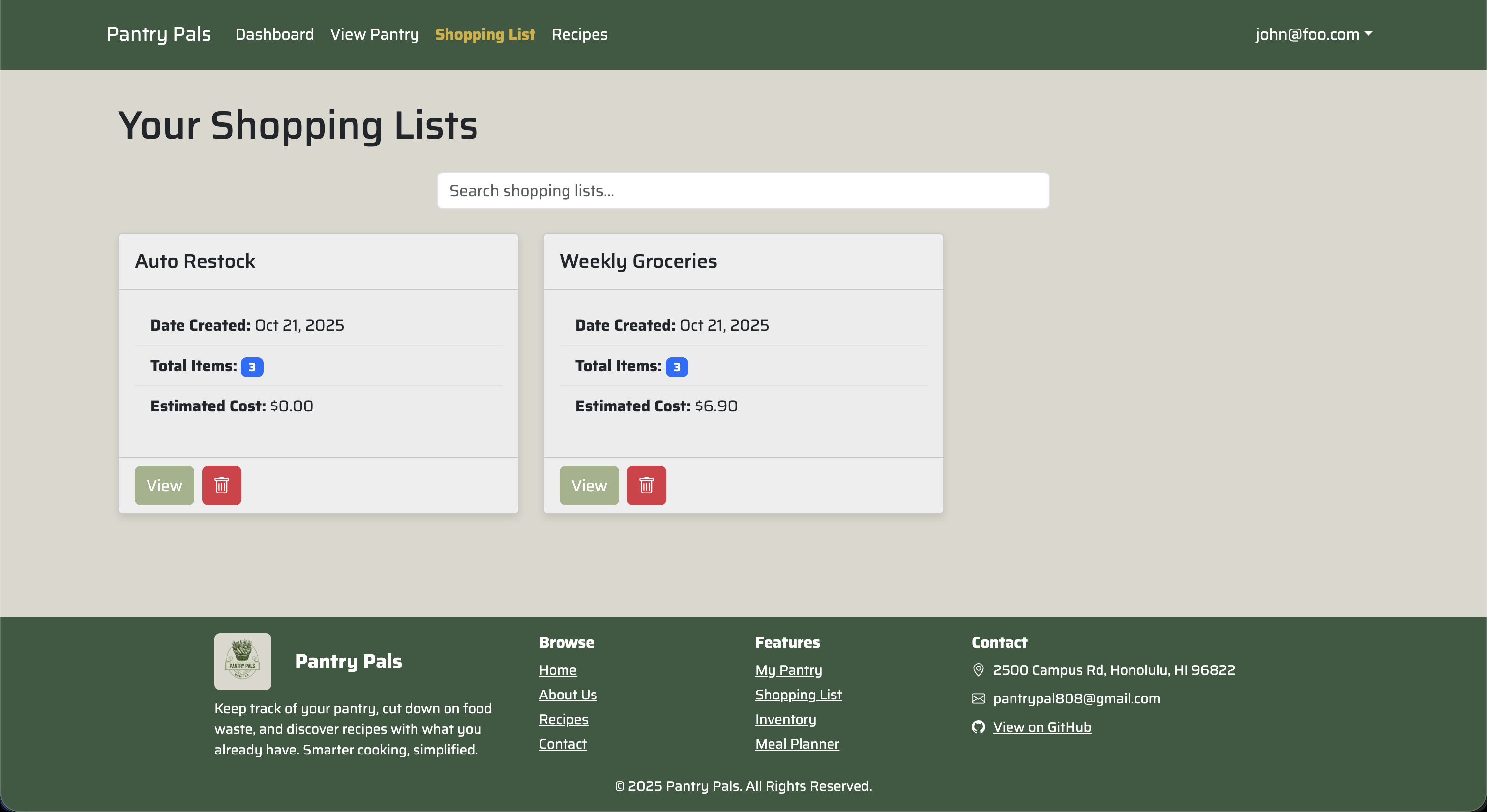 Pantry App ShoppingList_Screenshot