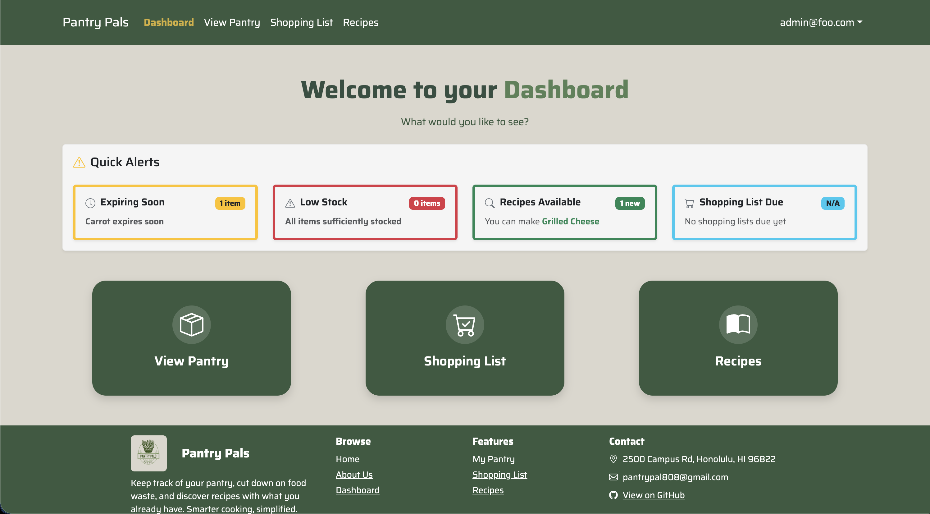 Pantry App Dashboard_Screenshot