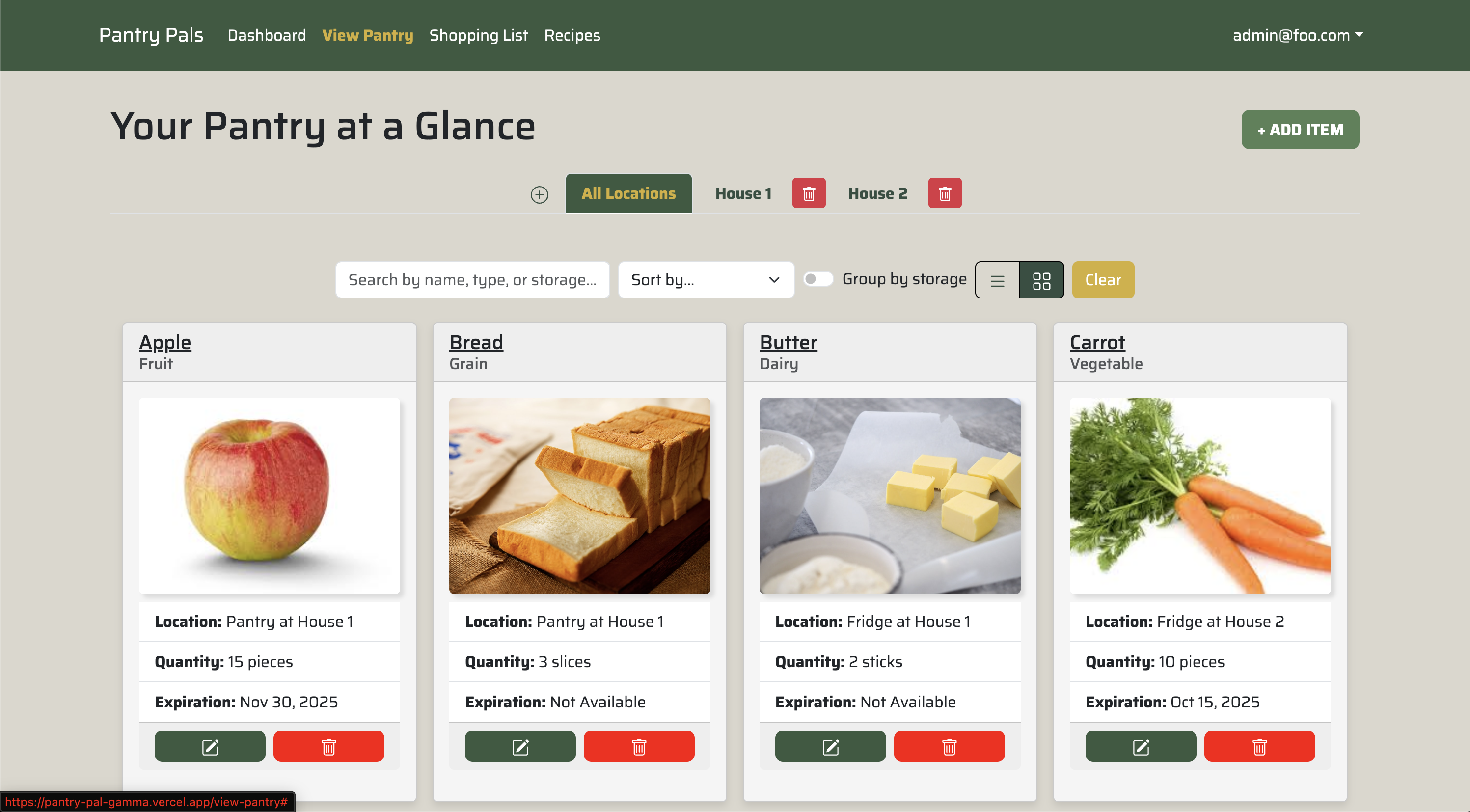 Pantry App InventoryCards_Screenshot