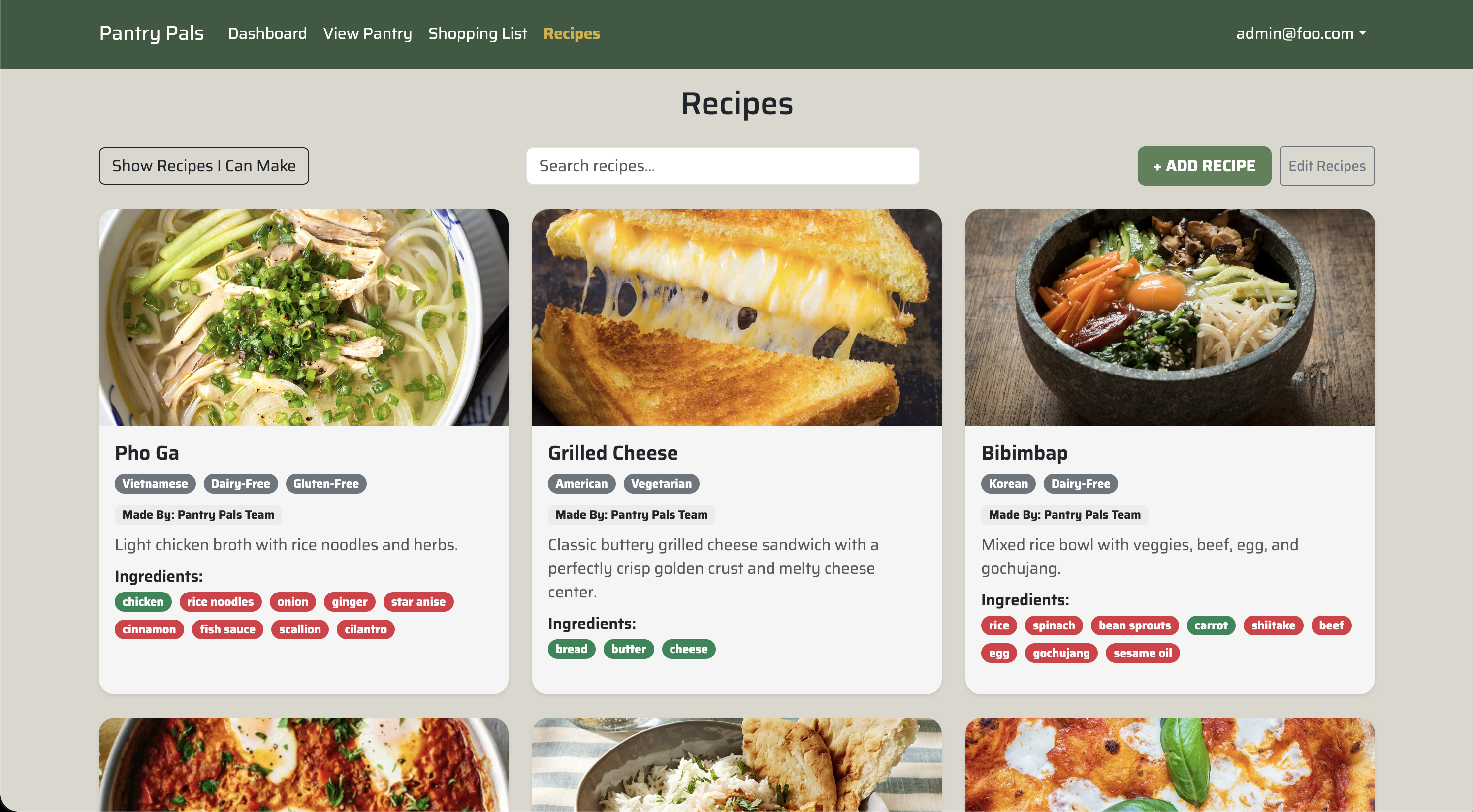 M6 Recipes Page